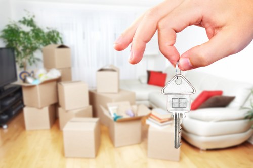 Protective materials being used to safeguard a property during a move