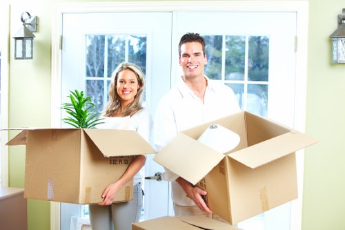 Packed boxes and furniture for a cubic-yard quote